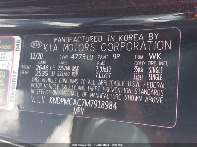 KNDPMCAC7M7918984 KIA Sportage Lx