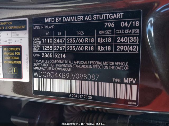 WDC0G4KB9JV098087 Mercedes-Benz Glc 300 4matic