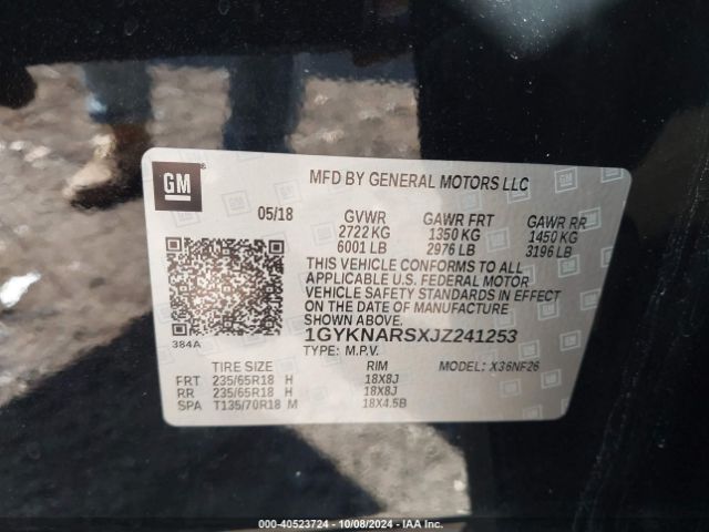 1GYKNARSXJZ241253 Cadillac Xt5 Standard