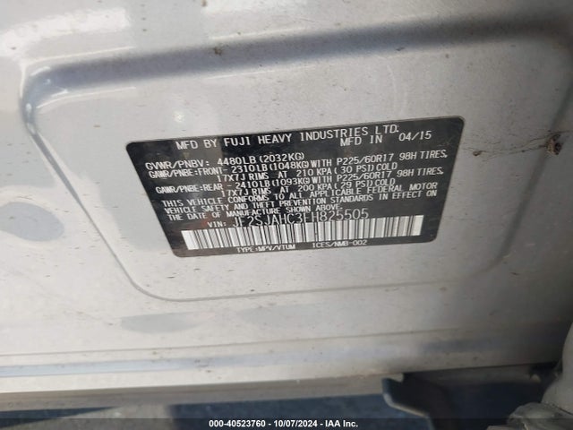 JF2SJAHC3FH825505 Subaru Forester 2.5i Limited