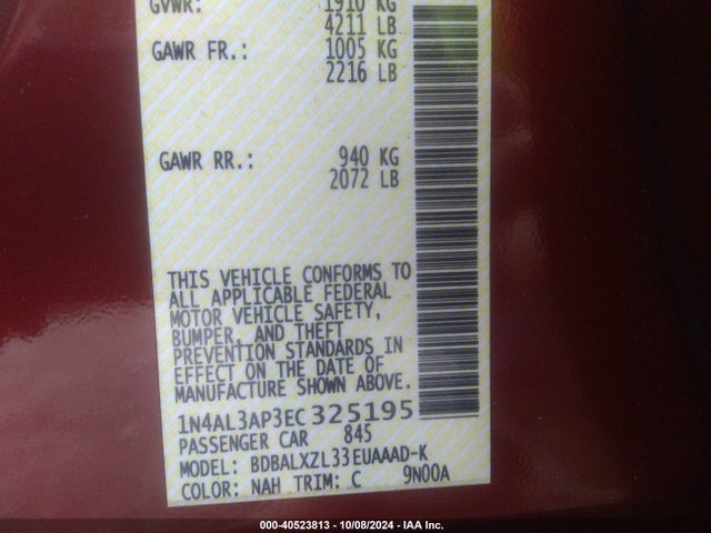 Nissan Altima 2.5 Sl 2014 1N4AL3AP3EC325195 Image 9