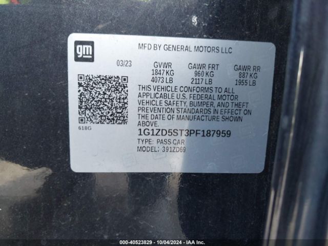1G1ZD5ST3PF187959 Chevrolet Malibu Fwd 1lt