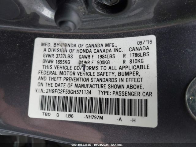 2HGFC2F53GH571134 Honda Civic Lx
