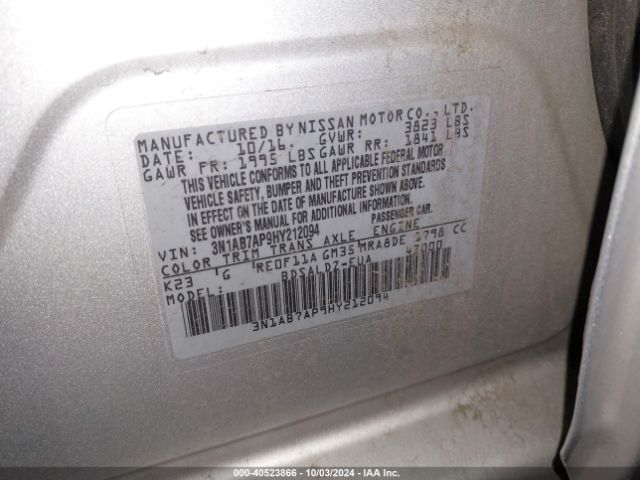 3N1AB7AP9HY212094 Nissan SENTRA SV