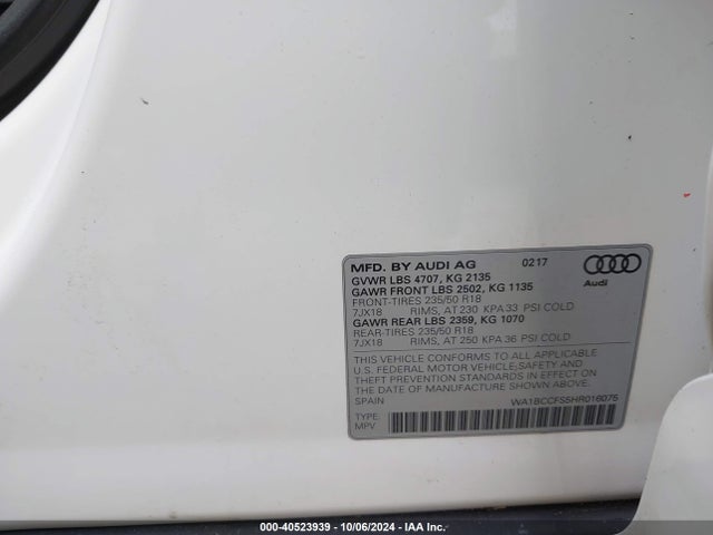 WA1BCCFS5HR016075 Audi Q3 2.0t Premium