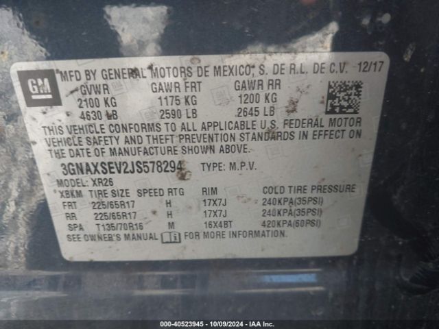 3GNAXSEV2JS578294 Chevrolet EQUINOX LT