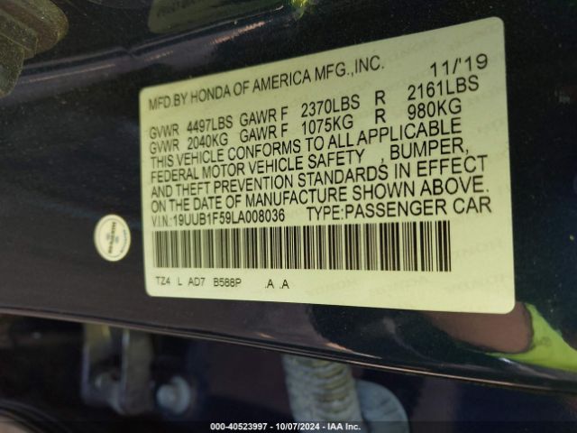 19UUB1F59LA008036 Acura Tlx Tech Package