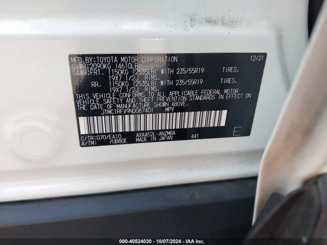 Toyota Rav4 Xle Premium 2022 JTMC1RFV9ND087401 Image 9