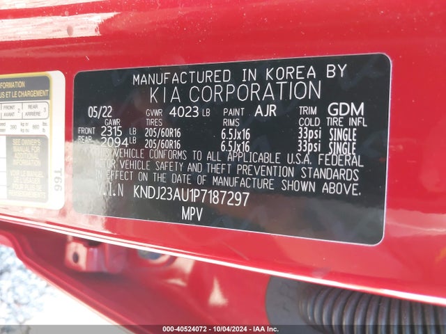 KNDJ23AU1P7187297 KIA SOUL LX