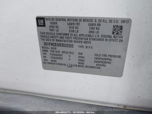 3GYFNCE38ES522322 Cadillac Srx Performance Collection