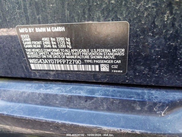 WBS43AY07PFP72790 BMW M3 Competition Xdrive