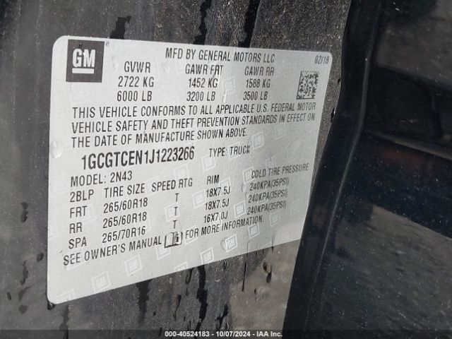1GCGTCEN1J1223266 Chevrolet Colorado Lt