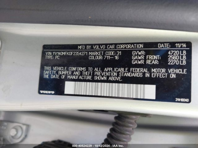 YV140MFK0F2354271 Volvo S60 T5 Premier