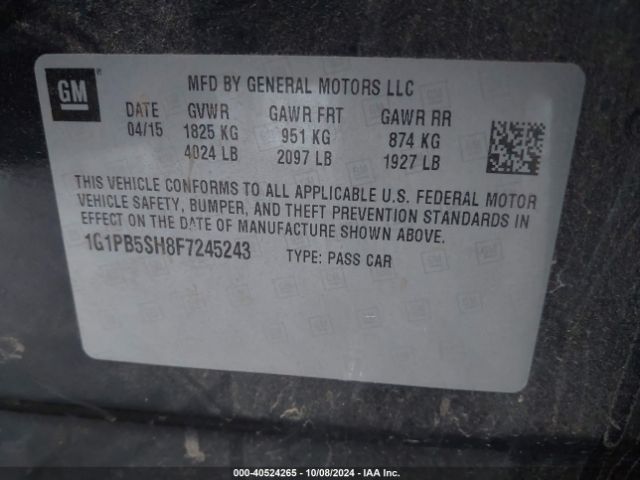 1G1PB5SH8F7245243 Chevrolet Cruze Ls Manual