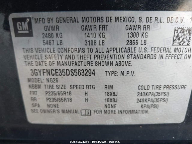 2013 CADILLAC SRX 3GYFNCE35DS563294 Photo 8