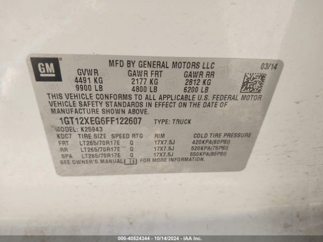 1GT12XEG6FF122607 GMC SIERRA 2500HD
