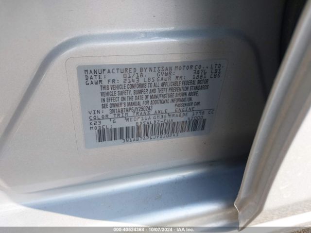 3N1AB7AP6JY250243 Nissan SENTRA SV