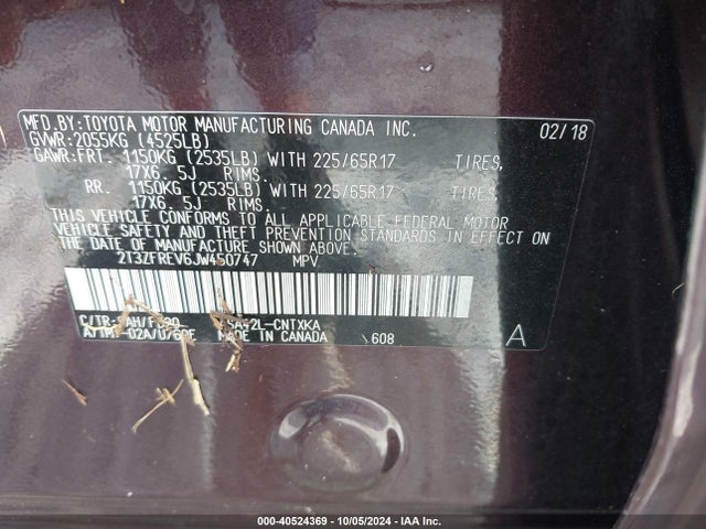 Toyota RAV4 LE 2018 2T3ZFREV6JW450747 Image 9