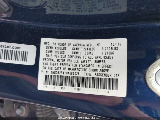1HGCR2F41HA085026 Honda ACCORD LX