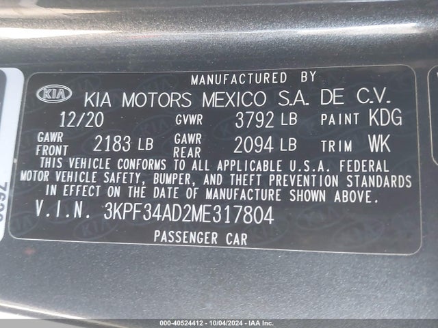 KIA Forte Gt-line 2021 3KPF34AD2ME317804 Image 9