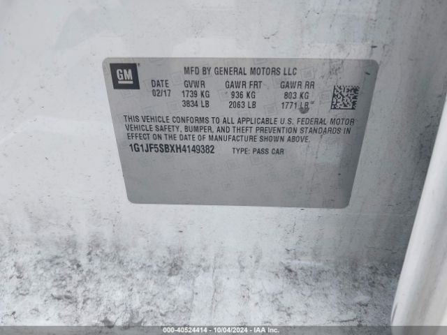 1G1JF5SBXH4149382 Chevrolet Sonic Premier Auto