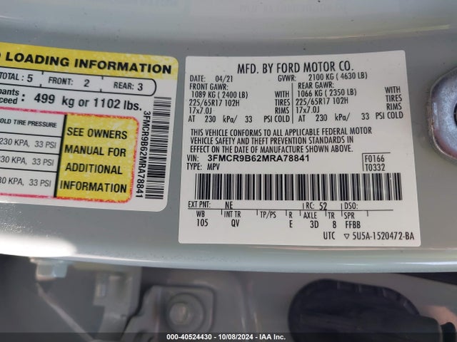Ford Bronco Sport Big Bend 2021 3FMCR9B62MRA78841 Image 9