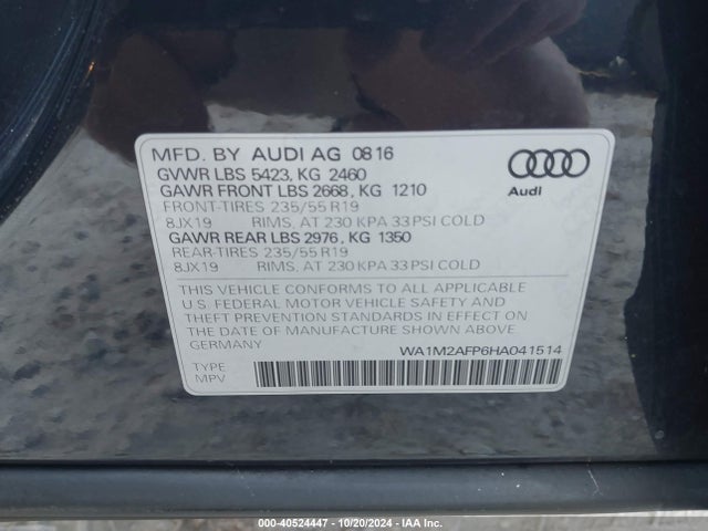 Audi Q5 2.0t Premium 2017 WA1M2AFP6HA041514 Image 9