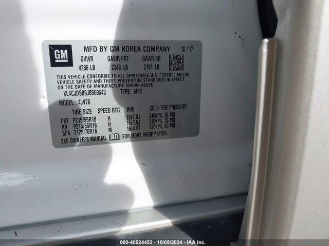 KL4CJDSB9JB569543 Buick Encore Premium