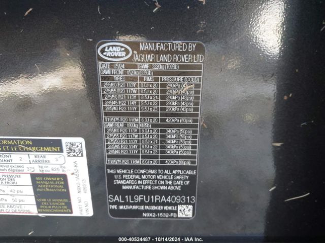 SAL1L9FU1RA409313 Land Rover Range Rover Sport Dynamic Se