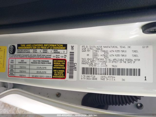 5TFEY5F12LX264425 Toyota Tundra Sr5