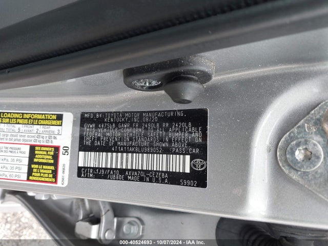 4T1A11AK8LU989052 Toyota CAMRY L
