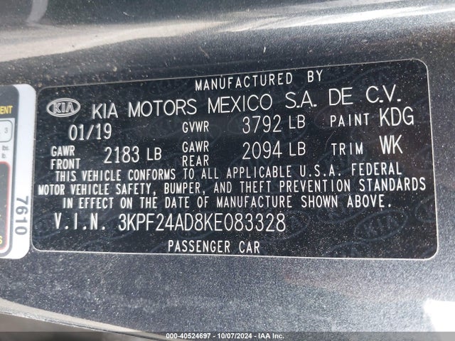 KIA Forte Lxs 2019 3KPF24AD8KE083328 Image 9