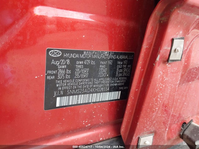 Hyundai Santa Fe Se 2019 5NMS23AD4KH028554 Image 8