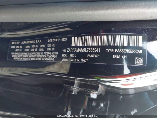 ZARFAMAN9L7635941 Alfa Romeo Giulia Sport Rwd