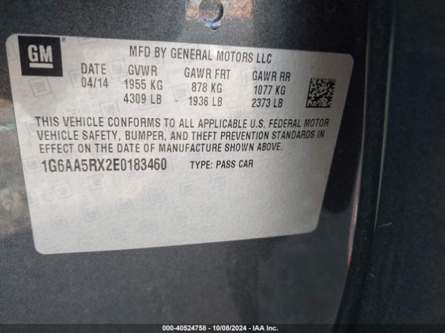 1G6AA5RX2E0183460 Cadillac Ats Standard