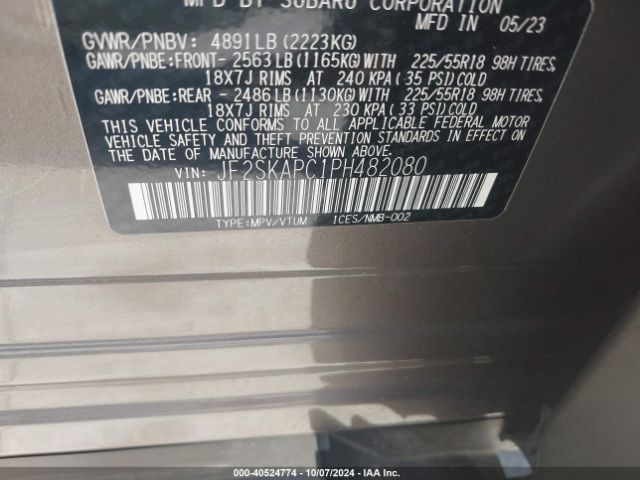 JF2SKAPC1PH482080 Subaru Forester Limited