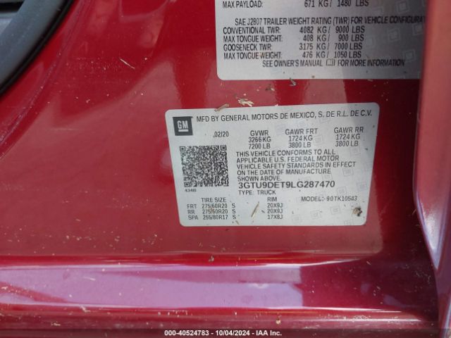 3GTU9DET9LG287470 GMC SIERRA 1500