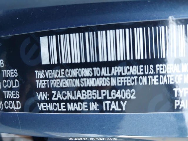 ZACNJABB5LPL64062 Jeep Renegade Latitude Fwd