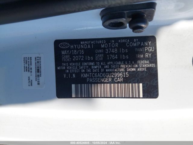 KMHTC6AD6GU299615 Hyundai Veloster