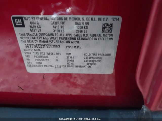 3GYFNCE32FS583862 Cadillac Srx Performance Collection