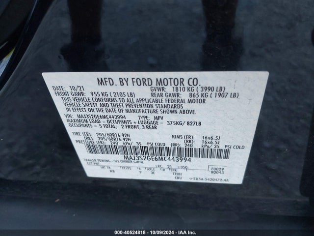 Ford Ecosport Se 2021 MAJ3S2GE6MC443994 Image 9