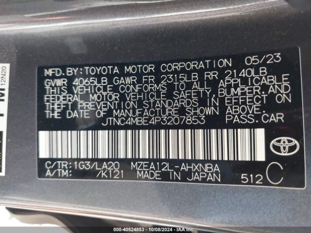 JTNC4MBE4P3207853 Toyota Corolla Xse