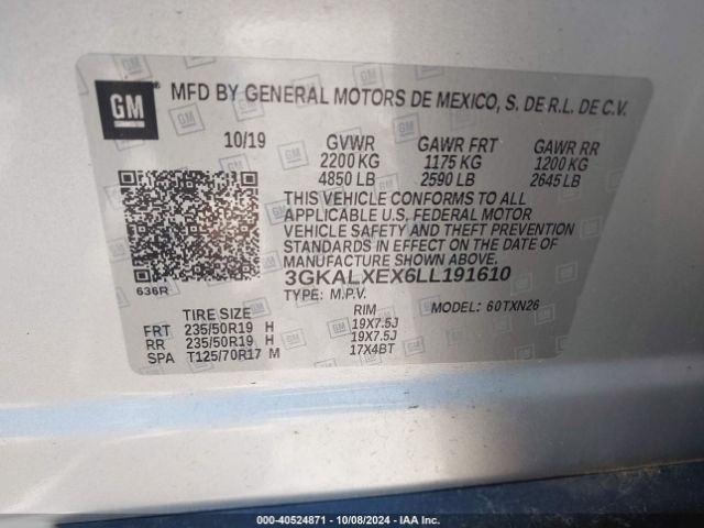 3GKALXEX6LL191610 GMC Terrain Awd Denali