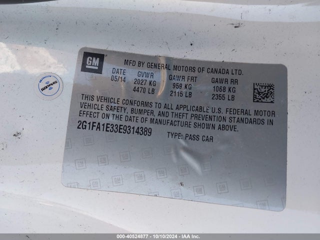 Chevrolet Camaro 2ls 2014 2G1FA1E33E9314389 Image 9