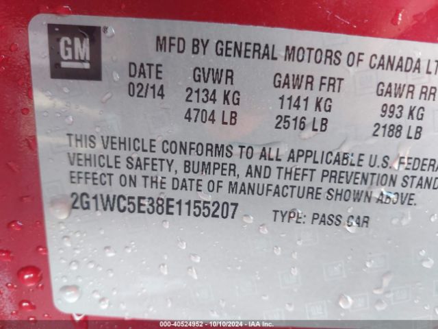 2G1WC5E38E1155207 Chevrolet Impala Limited Ltz