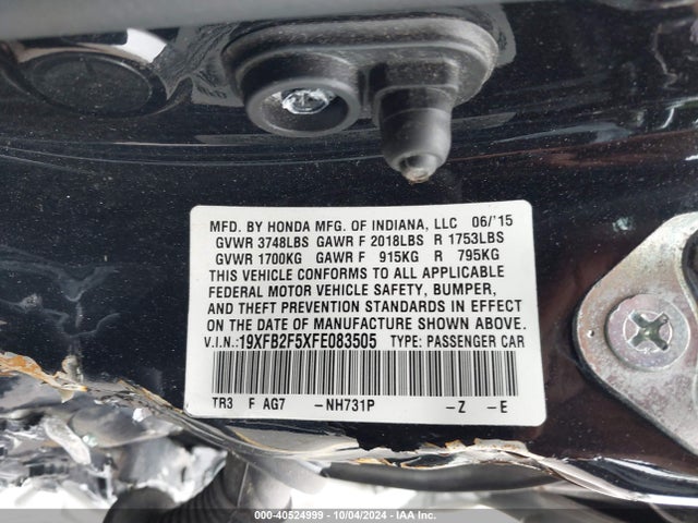 Honda Civic Lx 2015 19XFB2F5XFE083505 Image 9