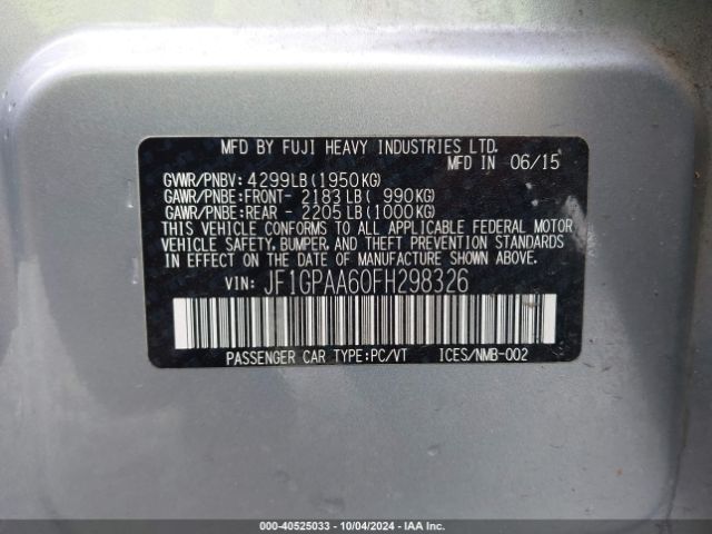 JF1GPAA60FH298326 Subaru Impreza 2.0i
