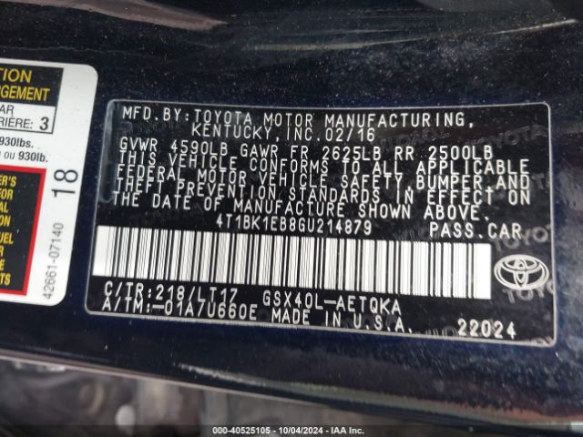 4T1BK1EB8GU214879 Toyota Avalon Touring