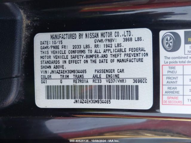 JN1AZ4EH3GM934465 Nissan 370Z