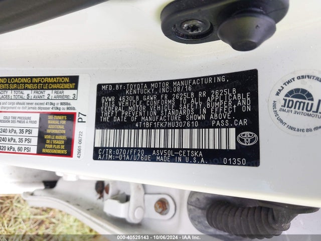 Toyota CAMRY SE 2017 4T1BF1FK7HU307610 Image 9